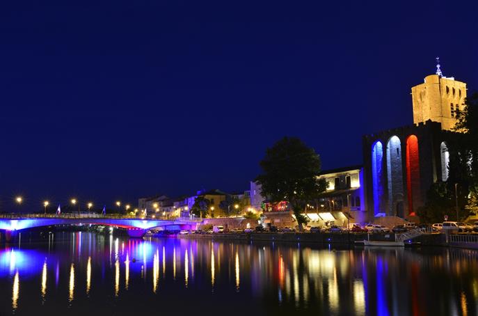Port d'Agde la nuit aux environs du Restaurant O'33